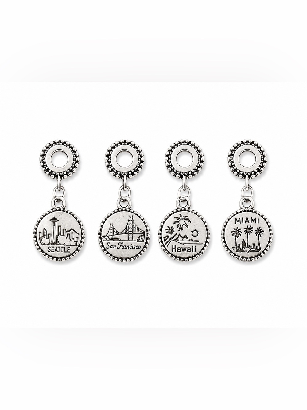 4 Travel Charm Set Seattle, San Francisco, Hawaii, Miami Destination Bracelet ✨